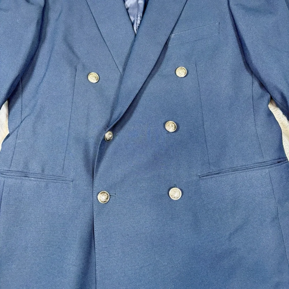 Garson Pierye men's size R42 dark blue silver tone buttons w‎ lions blazer